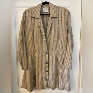 Flax by Jeanne Engelhart Women's 100% Linen Striped Button Front Jacket/Dress